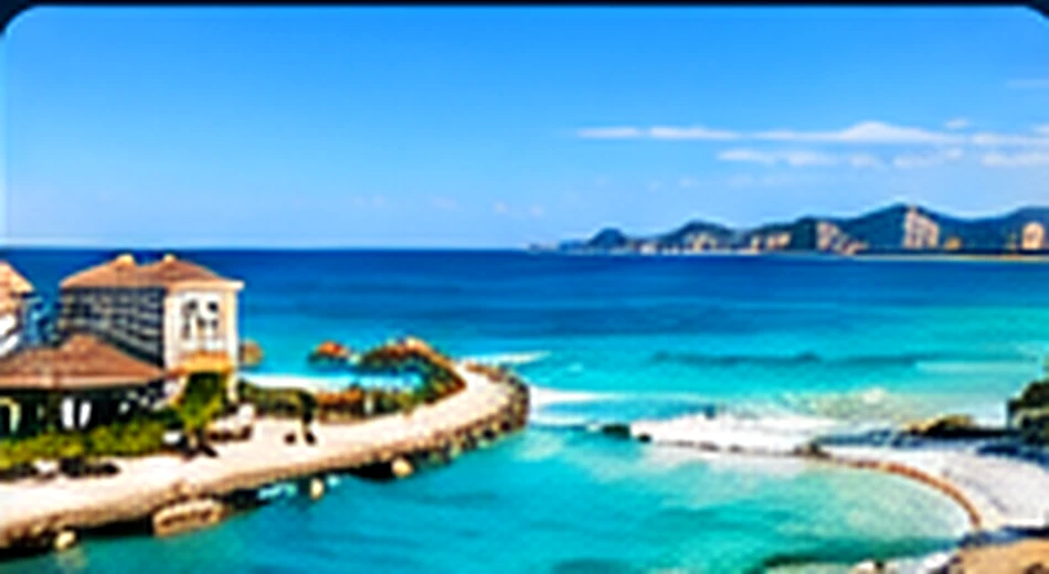Mar azul-turquesa e litoral ensolarado em Cancún